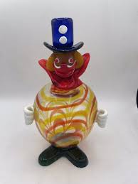 Vintage Murano Glass Fat Belly Clown 10.5” Yellow Red Blue ...