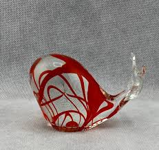 Vintage Red Swirl Blown Glass Whale Paper Weight - Etsy