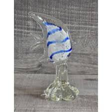 Vintage Hand Blown Art Glass Blue Angel Fish | Mercari