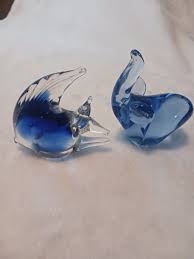 Hand Blown Blue Glass Elephant, Starfish Paperweights | eBay