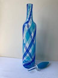 Fratelli Toso Monumental Murano Glass Bottle/Decanter with Stopper and Label For Sale at 1stDibs