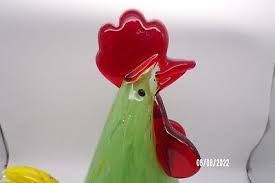 Vintage Murano Art Glass Multicolor CHICKEN HEN ROOSTER Figurine 9 3/4" | eBay