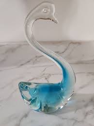 Blue Art Glass Swan Hand Blown Paper Weight | eBay