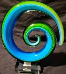 Murano Art Green Glass Spiral Sculpture Abstract Shelf Design Placement 2 Avail | eBay