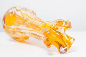 Mid Century Artistic Glass Yellow Vase, Tarnowiec, Sulczan, Europe, 1970s For Sale at 1stDibs | antique yellow glass vase, tarnowiec glass