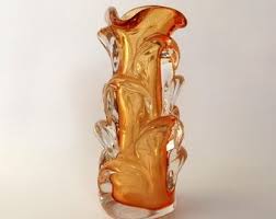 MCM Glass Vase Vertical Blue Orange Stripe Vase White Back Drop Modern Style Vase That Pops Maximalist Modern Decor Bold Home Decor Gifts - Etsy