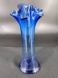 Hand Blown Cobalt Blue Art Glass Ruffle Vase Made In Spain | eBay