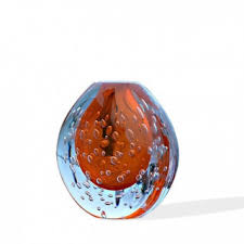Murano Glass Round Orange Modern Vase