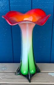Vintage Italian Murano Style Flower Form Art Glass Vase ...