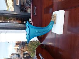 Pair of Late 19thCcentury Gilt Metal Blue Glass Cornucopia For Sale at 1stDibs