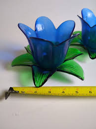 Pair of Italian Tulip- Shaped, Glass Candle Holders, 4" Tall ...