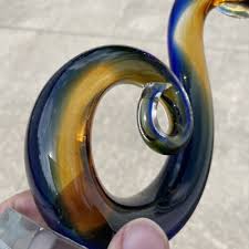 Murano UNIQUE Topaz & cobalt Blue CURLY Q Snail Snake Glass Sculpture ❤️blt39j3 | eBay