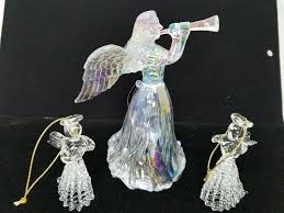 Christmas Ornaments Set of 3 Angels Blown Glass and Plastic ...