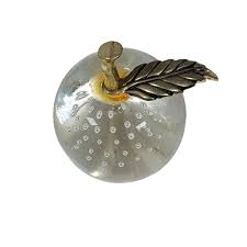 Vintage Art Glass Clear Bubble Teachers Apple Figurine Brass Stem Desk Sculpture | eBay
