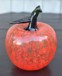 Art Glass Pumpkin Paperweight Translucent Orange Speckled | eBay