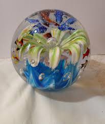 Buy Midcentury Art Glass Aquarium Paperweight: Fish ...