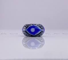 Trollbeads Jumbo Unique Glass Bead Blue & Black Pattern with ...