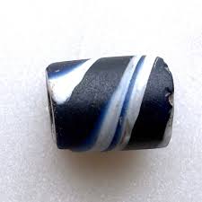 Antique Italian Glass Bead White and Blue Stripes African ...