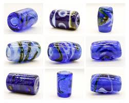 Handmade Glass Lampwork Bead, Blue Cylinder, Multiple ...