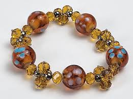 Art Deco Amber Color Glass Crystal Bead Stretch Bracelet 6.5 In Expandable | eBay