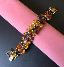 Vintage Brown Rhinestone 6 Link Chunky Bracelet, 1950's 1960's Jewelry, High End Collectible Costume Jewelry, Vintage Present - Etsy Israel