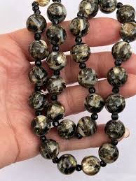 Beautiful Vintage 14K Gold Mother of Pearl Inlay Brown ...