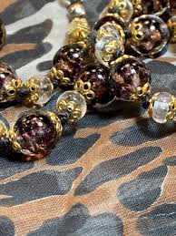 VINTAGE BLACK AMETHYST PURPLE MURANO GLASS CAPPING KNOTTED ...