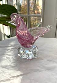 Pink Swirl Art Glass Bird | eBay