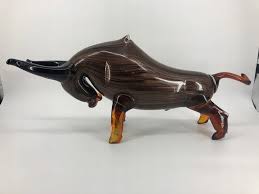 Brown Large Bull Murano Style Figurine Beaufitul Gift Italian ...