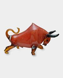 Glass Figurine Murano Style Big Bull Great Boss Gift Free ...