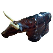 Vintage Avon Brown Glass Long Horn Bull Wild Country After ...
