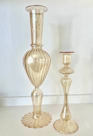 Absolutely Stunning Thin Twist Glass Amber Vase and Matching ...