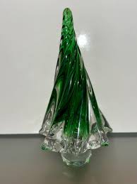 Murano 6" Glass Tree, Murano Art Glass Green Christmas Tree ...