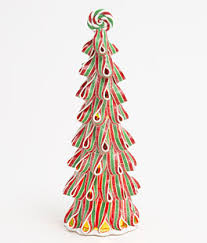 Lighted Peppermint Candy Ribbon Tree Red, Green and White - Battery Operated 9.5 Inch