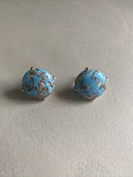 Vintage crown Trifari clip earrings turquoise colored with gold tone flecks | eBay