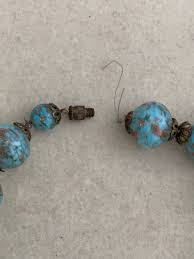 Gorgeous Vintage French Designer Necklace - Blue Venitian Glass beads, gold foil | eBay