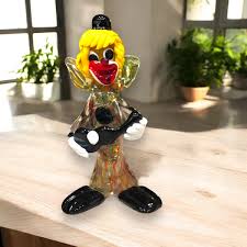 Vintage Murano Glass Clown Figurine With Guitar – 8.5" Handblown Art Glass – Multicolor Italian Display Sculpture - Etsy