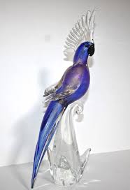 Large Murano Glass Blue Purple Cockatoo Bird at 1stDibs | murano glass cockatoo bird, murano cockatoo, large glass birds