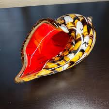 Hand Blown Murano Style Vintage Glass Art Conch Sea Shell ...