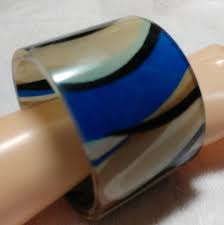 Vintage, Chunky Blue, Black, Brown Fabric Encased Lucite Bangle Bracelet - Etsy Canada