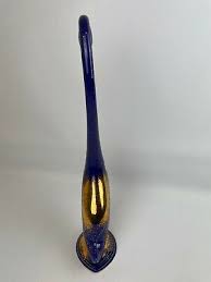 Ceramic Cobalt Blue with Gold Accent Long Neck Bird Figurine ...