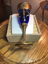 Antique Cobalt Blue/Gold Czech Bohemian Twisted Stem ...