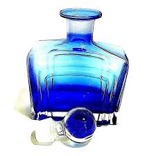Unbranded | Accents | Cobalt Blue Clear Perfume Glass Square Bottle Decanter W Stopper | Poshmark