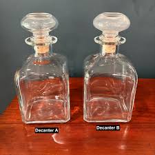 Italian Matching Square Decanters W Cork Glass Tops, Italy ...
