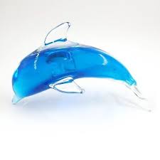 VTG Murano-Style Dolphin Figurine Art Glass Blue Blown ...