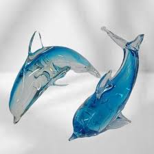 Art Glass Dolphins Vintage Collectible Murano Paper Weights ...