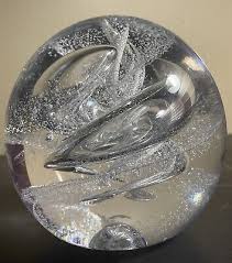 T.V.G Clear Heavy Frozen Spiral Glass Paper Weight England ...