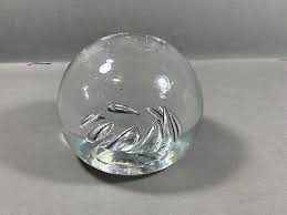 Vintage Art Blown Glass Paperweight Crystal Clear Glass ...