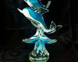 8" Vintage Glass Dolphin Figurine, Double Dolphin - Etsy UK