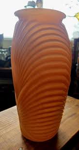 Anchor Hocking Peach Salmon Shell Glass Vase 12.5" Vintage ...